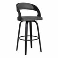 Seatsolutions Shelly Contemporary 26 in. Counter Height Swivel Barstool, Black Brush Wood Finish, Grey Faux Leather SE2522298